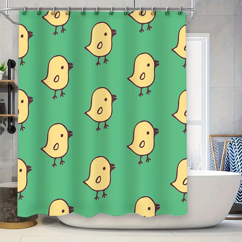 

Green Waterproof Shower Curtain With Cute Chick Pattern Perfect For Bathroom Decor! W60H190(CM)-1 Pcs
