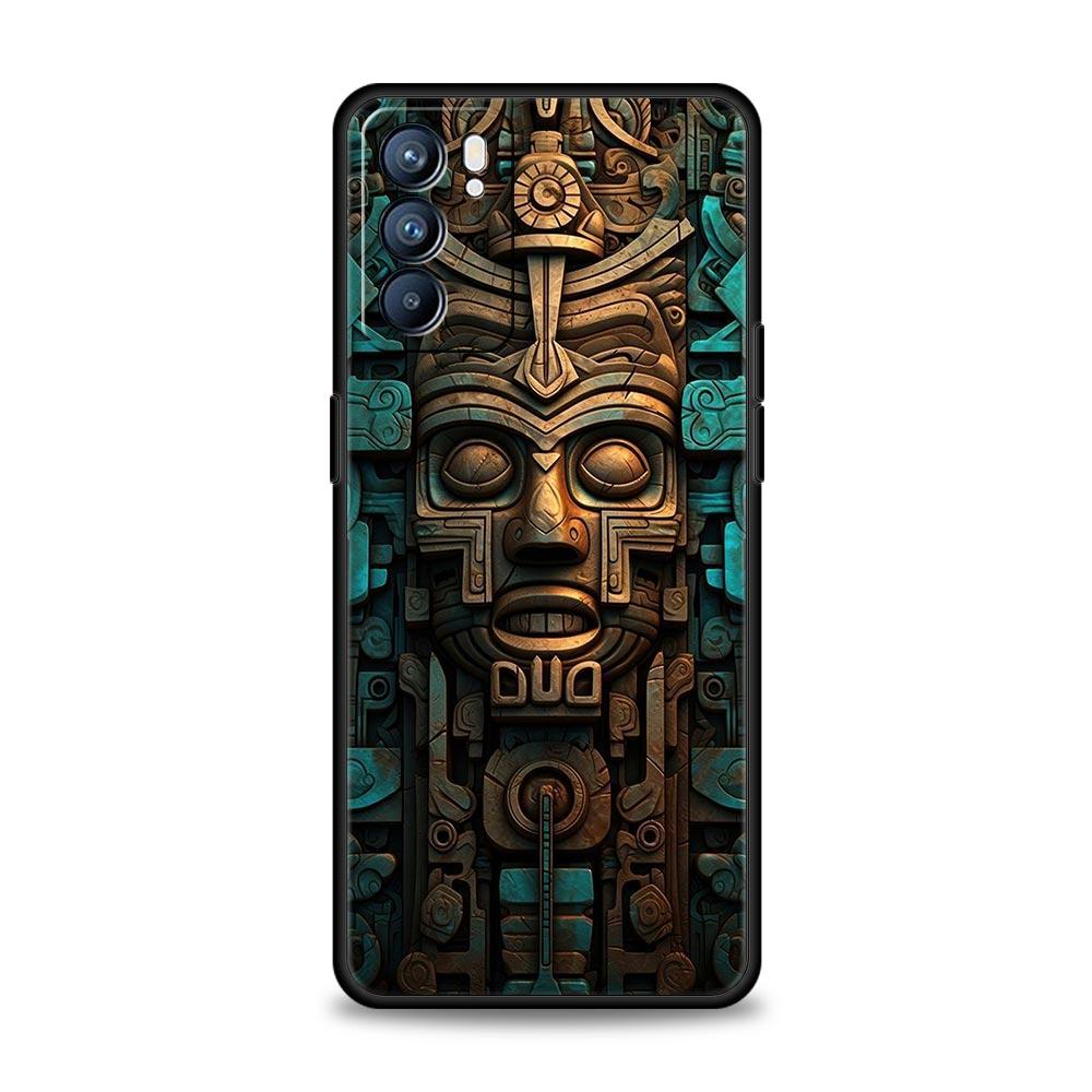 Vintage Totem Painting Phone Case For Oppo Reno 13 12 11 10 7 F Find X5 X6 A98 A80 A79 A78 A57 A54 A31 A17 Pro 5G Soft TPU Cover