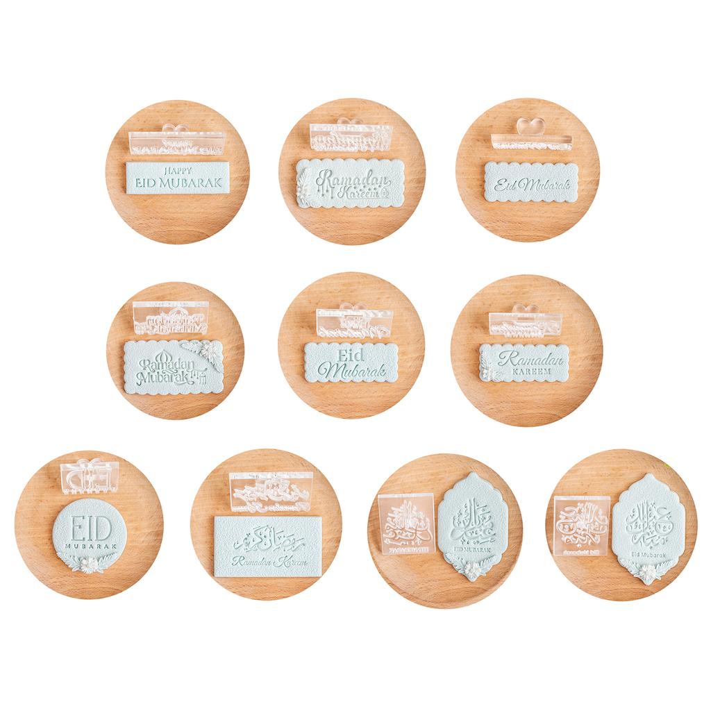 Eid Mubarak Biscuit Mold Ramadans Cookie Cutters Stamp Heat Resistant Acrylic Baking Cake Tool Kitchen Accessories