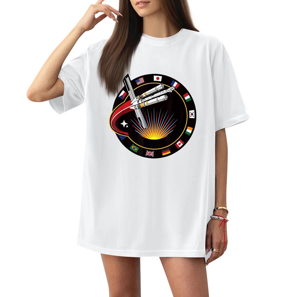 Women's Casual Printed T-Shirt Round Neck Pullover Short Sleeve Top