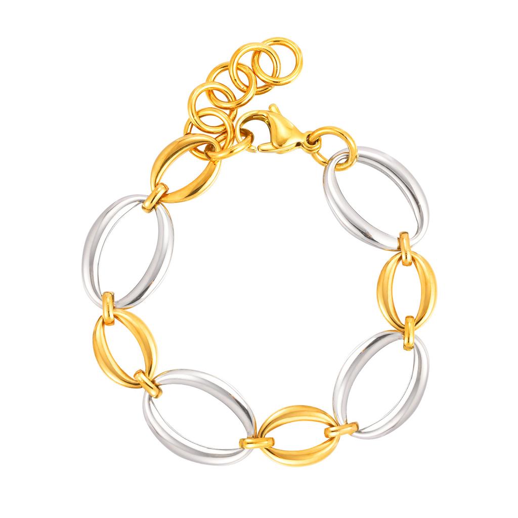 Fashion Accessories Stainless Steel Size Oval Geometry Handmade Chain Bracelet Electric Gold Ladies Accessories 2164