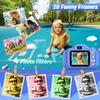Blaue Hund Kinderkamera 1080P HD Digitalkamera 2,0" Dual-Objektiv Selfie-Videokamera mit Spielen Geburtstagsgeschenk Spielzeug für Jungen