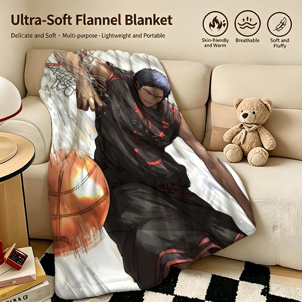 Anime KKuroko No Baskett Throw Warm Soft Flannel Blanket Multiuse for Sofa Bed Camping Travel Nap