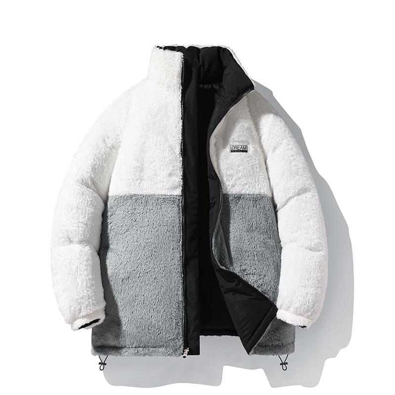 Men's Winter Double-Sided Cotton Jacket with Lambswool Lining - Unisex Warm Coat