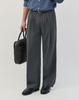 WORK ON BODY OFF Three-Tuck Semi-Wide Striped Slacks [Gray]