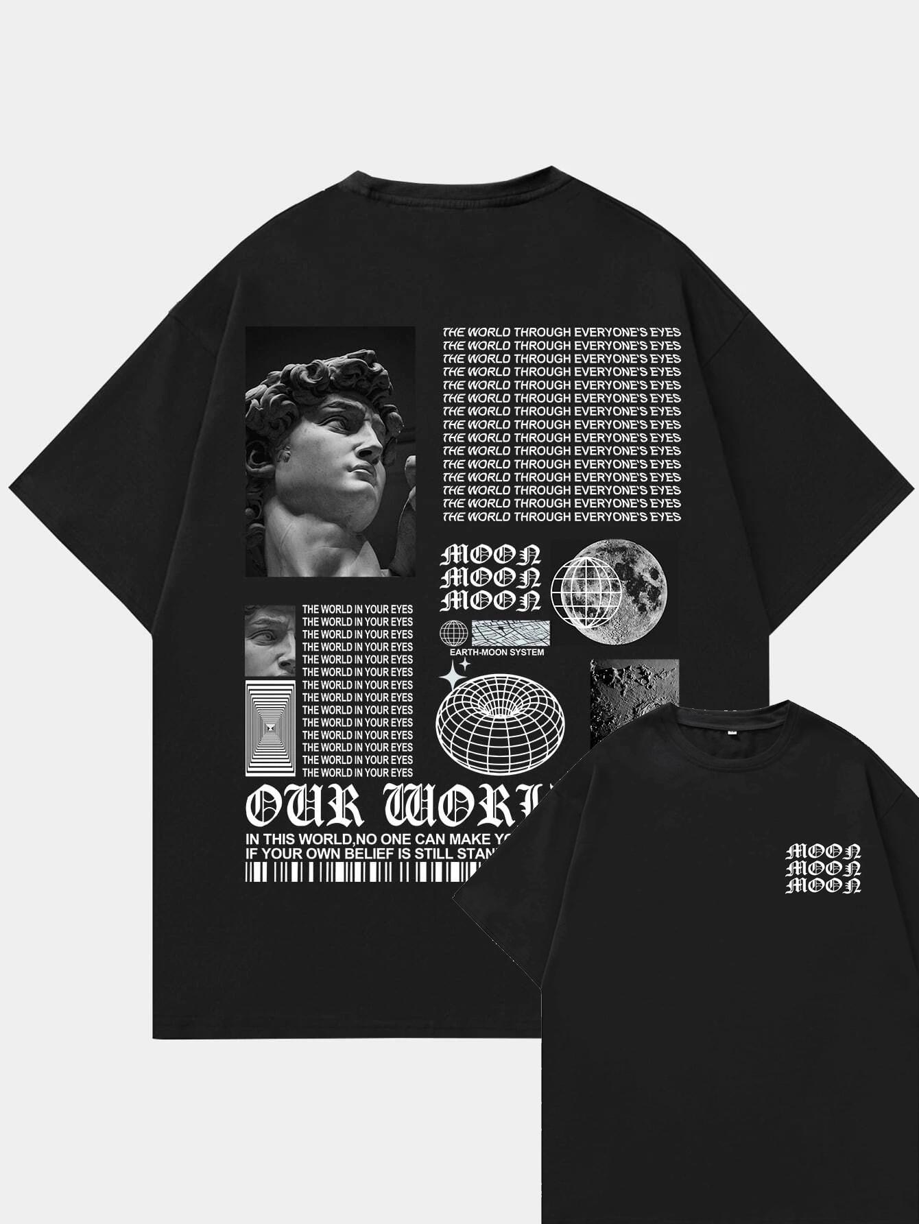 

Our World Women Men Unisex Cotton T-shirt Luxury Brand Fashion Big Size Top Casual Short Sleeve Streetwear Classic Print Tee 4XL 3XL