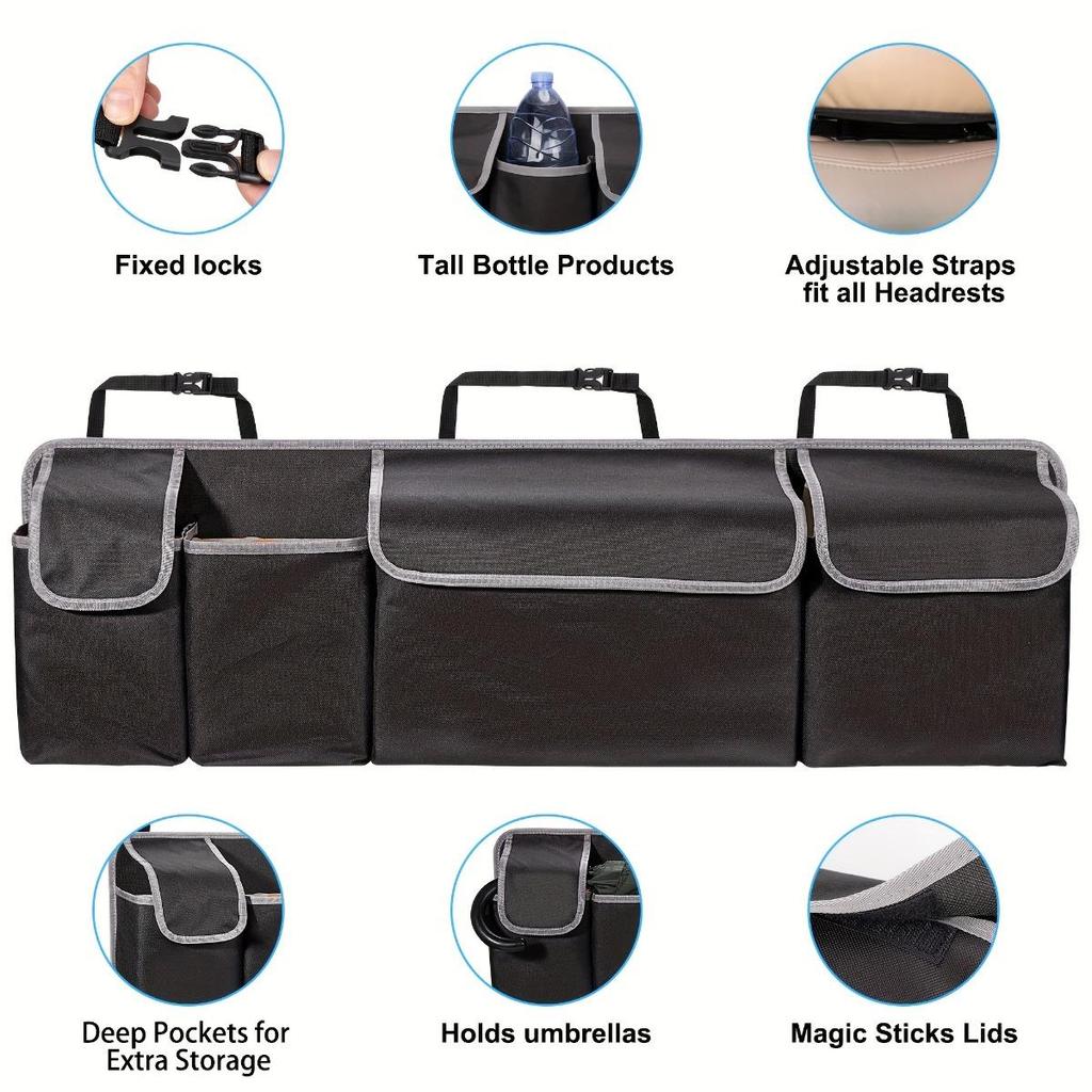 General Motors Car Seat Back Storage Bag Large Capacity 600D Oxford Fabric Multi-Pocket