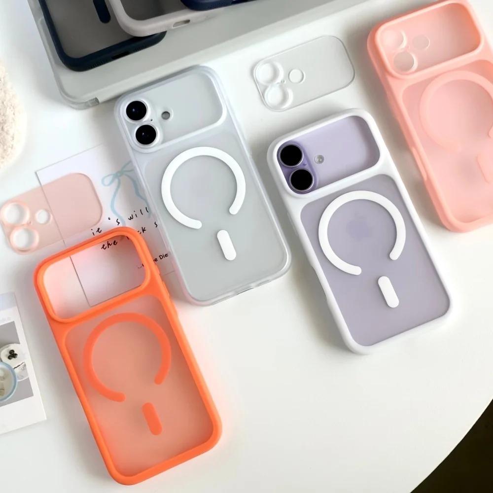 New Luxury Matte Transparent Magnetic Phone Case for iPhone 17 Pro Air 17 16 15 14 13 Pro Max For Magsafe Detachable Lens Cover