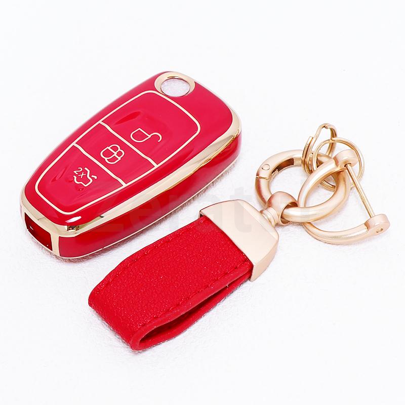 For Ford Kuga Escape Fiesta Fold C-Max S-Max Mondeo Focus 2 3 Mk3 St Rs Ecosport Tpu Folding Car Remote Key Cover Case Keychain