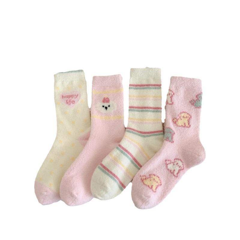 Șosete drăguțe cu dungi groase și călduroase pentru toamnă și iarnă pentru femei, până la jumătatea gambei