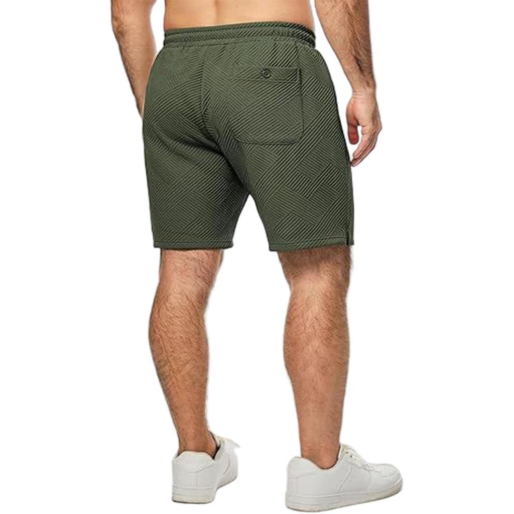 Mens Casual 5 Shorts Summer Drawstring Elastic Waist Beach Sweat Shorts Texture With Pockets