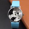 Disney Mickey Cartoon Children's Watch Fashion Watch PU Leather Strap Quartz Watch Boys and Girls Student Birthday Gift