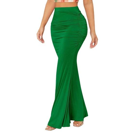 Sukně rybího střihu s vysokým pasem a řasením Dámská sukně Jednobarevný design Zeštíhlující efekt Dlouhá sukně Dojíždění Streetwear