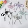 Lovely Bowknot Bag Charm Silver Heart Multipurpose Keychain Bowknot Bag Pendant Beaded Key Adornment for Daily Use