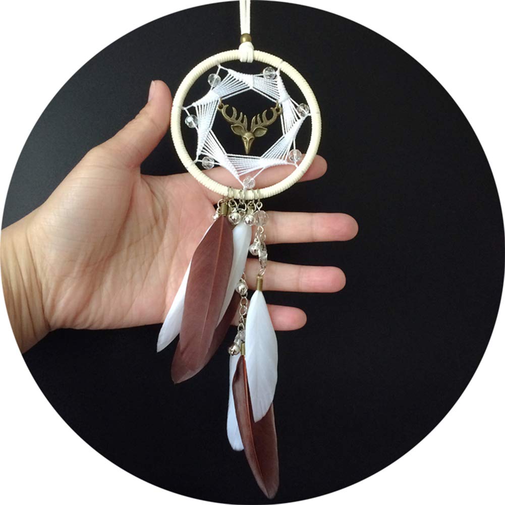 HIGHAWK Car Accessories Car Interior Decoration Pendant Dream Catcher Feather Deer Rearview Mirror Decoration