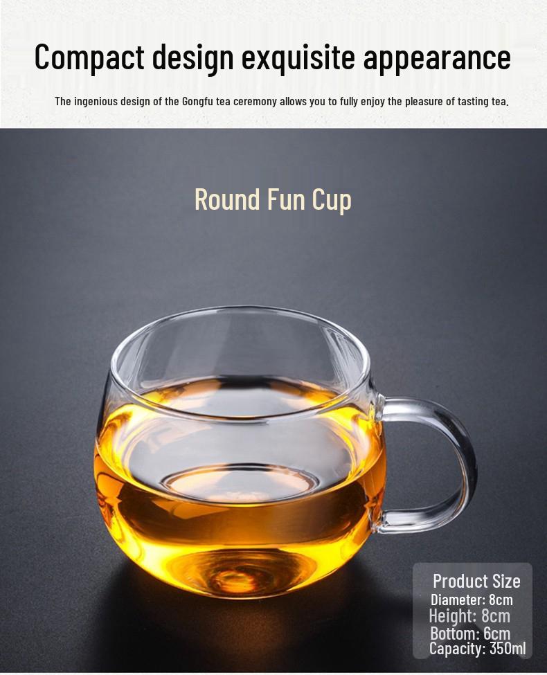 Double-Layer Heat-Resistant Glass Tea Cup with Handle for Kung Fu Tea