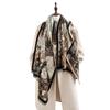 Autumn and winter new plant and flower printing scarf imitation cashmere fringed scarf women's high-end warm shawl