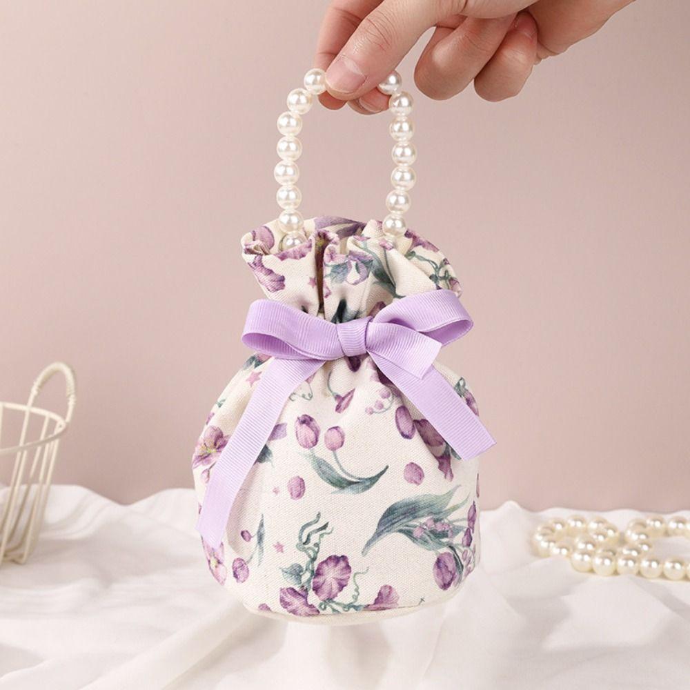 Floral Small Flower Wrist Bag Ribbon Bow Festive Sugar Bag Fashion Bowknot Handbag  Outdoor