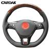 CARDAK Hand-stitched Black Suede Steering Wheel Cover for Volkswagen VW Golf 7 Mk7 New Polo Jetta Passat B8