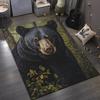 Realistic Black Bear Rug for NatureLovers Wildlife Theme Area Rugs Cozy Living RoomDecor Anti slip carpet can be machine washed