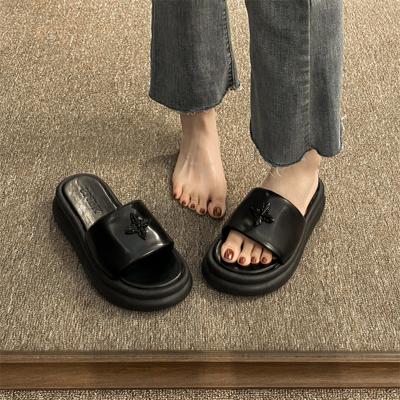 2024 Chanclas de Mujer Verano Diseño de Plataforma Chanclas 2024 Negras Chanclas Casuales para Señora Chanclas Antideslizantes para Interior Sandalias Planas para Mujer