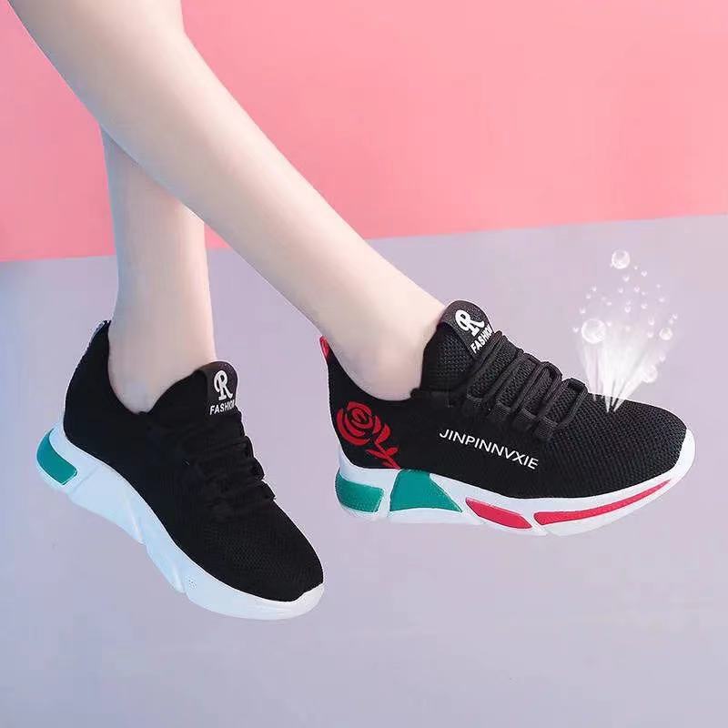 Shoes Women'S Ladies Casual Shoes Fashion Versatile Flying Weave Mesh Breathable Single Shoes Sneakers