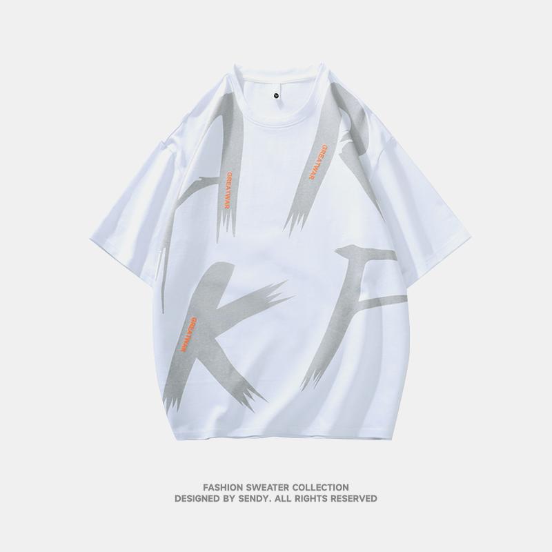 Pure Cotton Summer Men's Loose Short-sleeved T-shirt Tops Half-sleeved Round Neck Half-sleeved T-shirt