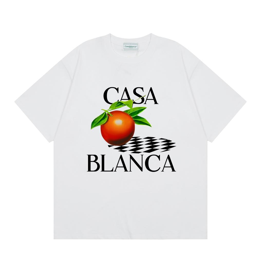 Grenzüberschreitend auf Lager exklusiv Casablanca Doppelgaze reine Baumwolle Unisex T-Shirt Hip-Hop lässig Kurzarm locker Rundhals