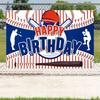 Sfondo Happy Birthday Baseball in Poliestere - Decorazione per Festa a Tema Sportivo per Casa o Stanza - Perfetto per Celebrazioni di Compleanno