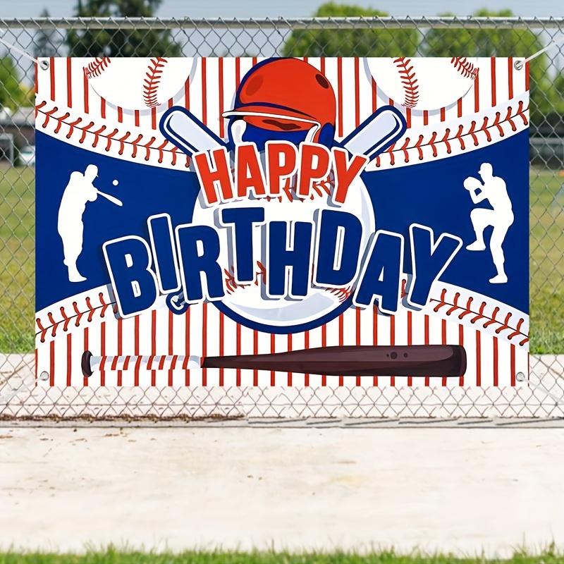 Sfondo Happy Birthday Baseball in Poliestere - Decorazione per Festa a Tema Sportivo per Casa o Stanza - Perfetto per Celebrazioni di Compleanno