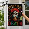 Decorative Burlap Lawn Banners Day of The Dead Garden Flag, 12x18 Inch Floral Skull Yard Festive Ornament Flags Mexican Gothic Skeleton Flowers