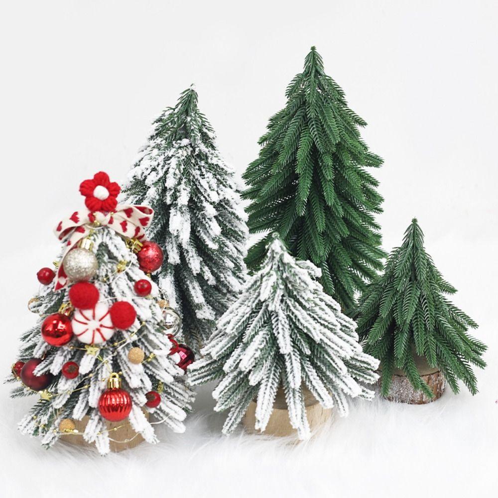 Ručně vyráběný mini vánoční stromeček z flockovaného cedrového stromu Kreativní vánoční stromeček sněžné borovice