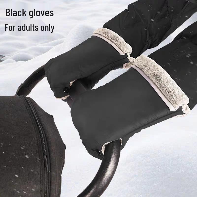 Windproof Waterproof Winter Stroller Handlebar Gloves: Warm, Plus Velvet, Thickened