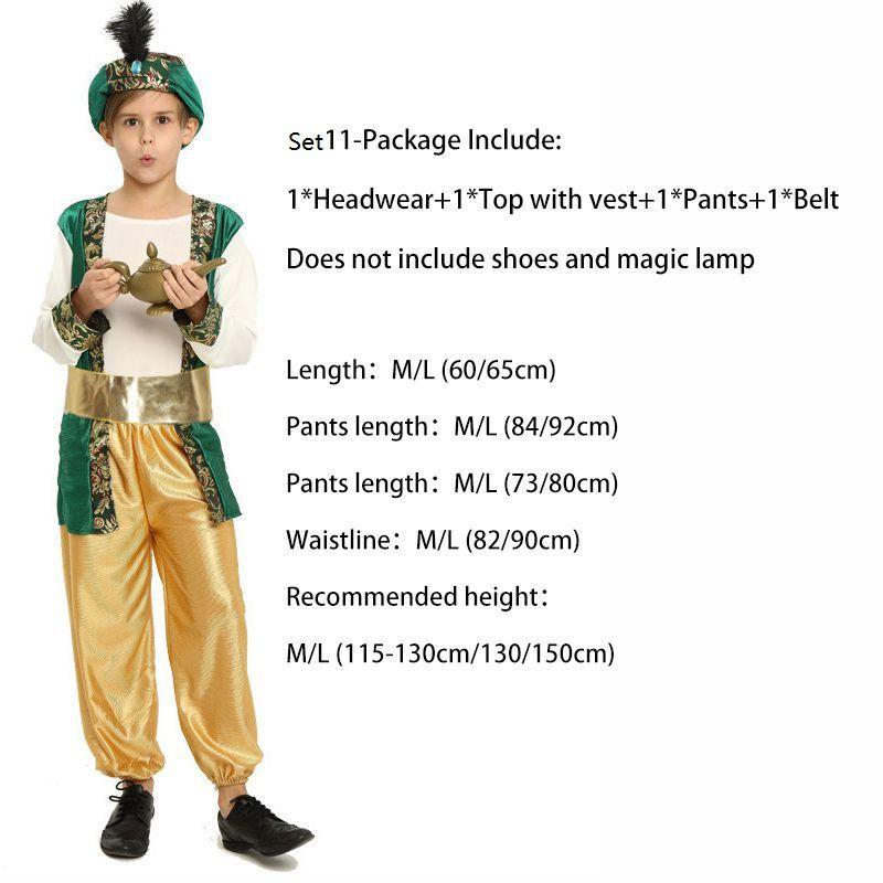 

Children Prince Aladdin Costume Halloween Arabian Prince King Cosplay Princess Costume Set11,M