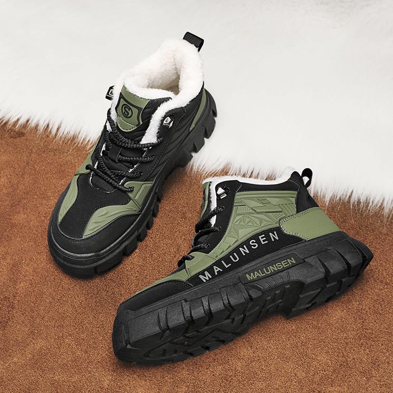 New Men's Hiking Casual Lightweight Anti Slip and Warm Shoes for Autumn and Winter Waterproof High Top Hiking Shoes Sports Shoes