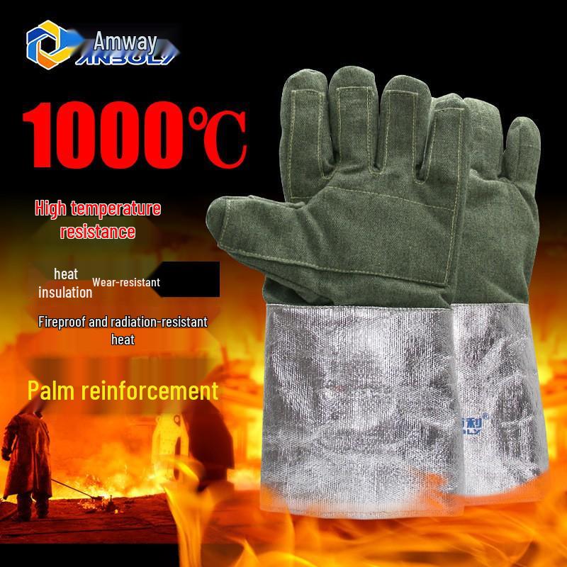 Anbaili ABL-S515 Flame Retardant 1000°C Heat-Resistant Spark-Proof Aluminum Foil Gloves 38cm