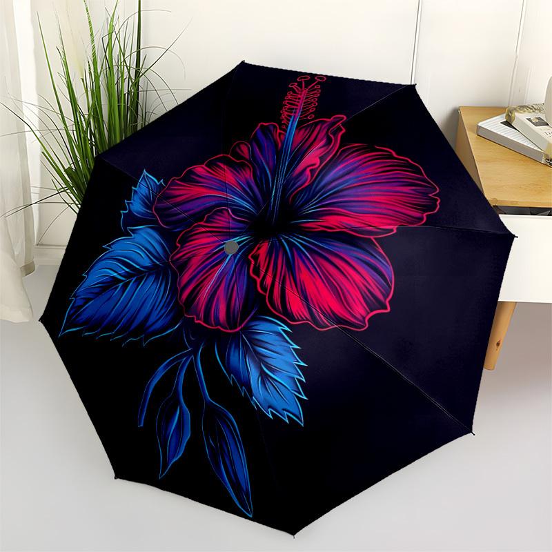1pc Floral Bloom Automatic Open/close Folding Compact Umbrella, 8-Rib Sturdy Canopy, Lightweight Portable, Commuting Use, Gift, Outdoor Umbrella, Trav