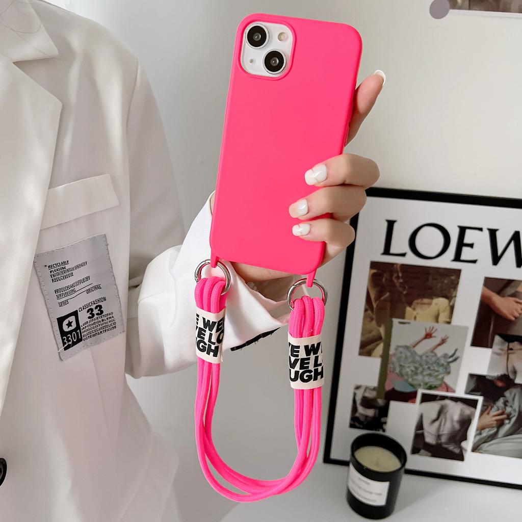 Imitation Liquid Three-strand Lanyard Mobile Phone Case for Iphone15 Crossbody Case Apple 13 Portable Rope Silicone Protective Case