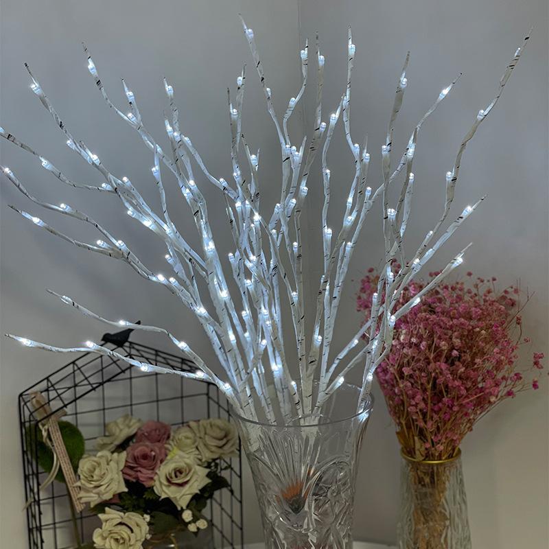1 PC White Birch Branch Lights Battery Operated 20 LED Fairy Lights Willow Branches for Home Bedroom Inside Outdoor Decoration