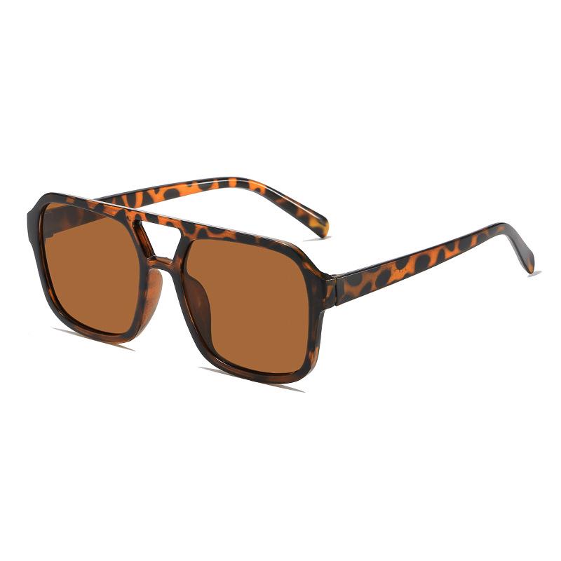 Candy-Colored Double-Beam Retro Square Sunglasses – Trendy UV Protection Specs