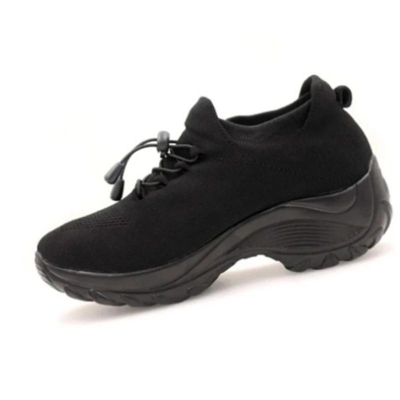 Women Walking Trainers Fashion Fly Weaving Sock Sneakers 2024 Breathe Comfort Nursing Shoes Casual Platform Loafers Non-Slip