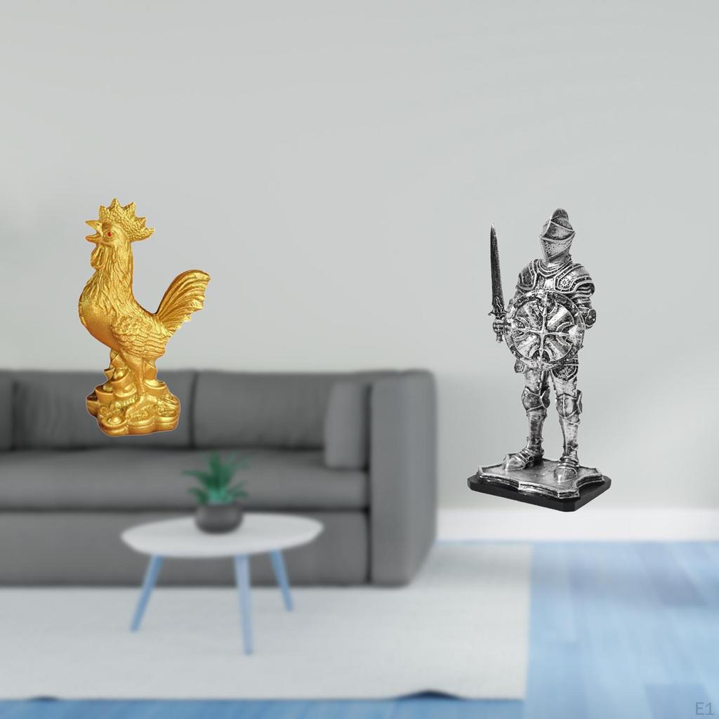 Chicken Figurine Feng Shui Decor Statue Sculpture for Birthday Anniversaries Housewarming Knight