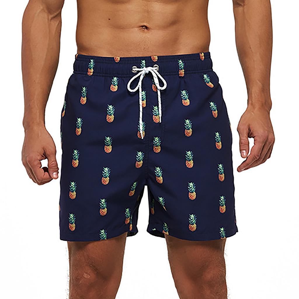 Herreshorts Casual Classic Fit Sommerstrandshorts med snøring med elastisk midje og lommer