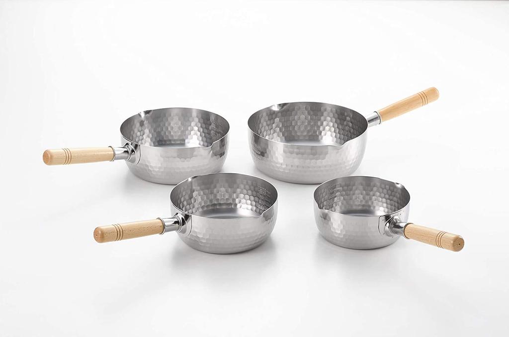 Nichi Nichi Dogu Induction Yukihira Stainless Made In with Graduations One-Handed Pot, Compatible, Pot, Steel, Japan, 18cm, Double-Ended,