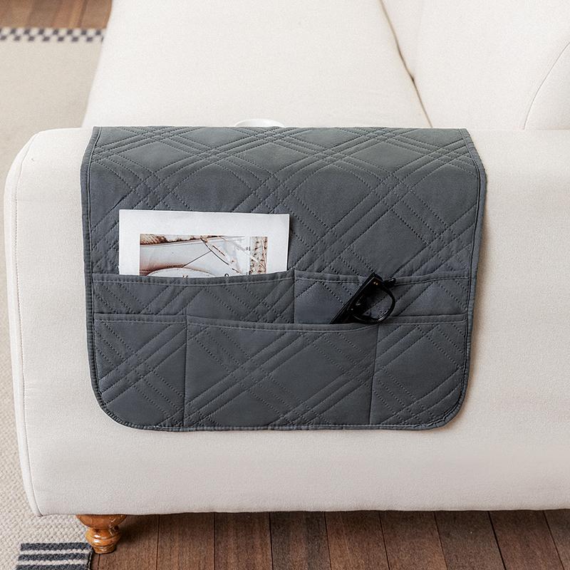 1Pc Solid Color Sofa Armrest Covers With Storage Bag Washable Non-Slip Couch Arm Protector Armchair Slipcovers For Living Room