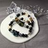 Cute Black Cat Beaded Bracelet For Women Men Black White Beads Cartoon Animal Couple Bracelet Trendy Jewelry Lovers Gift