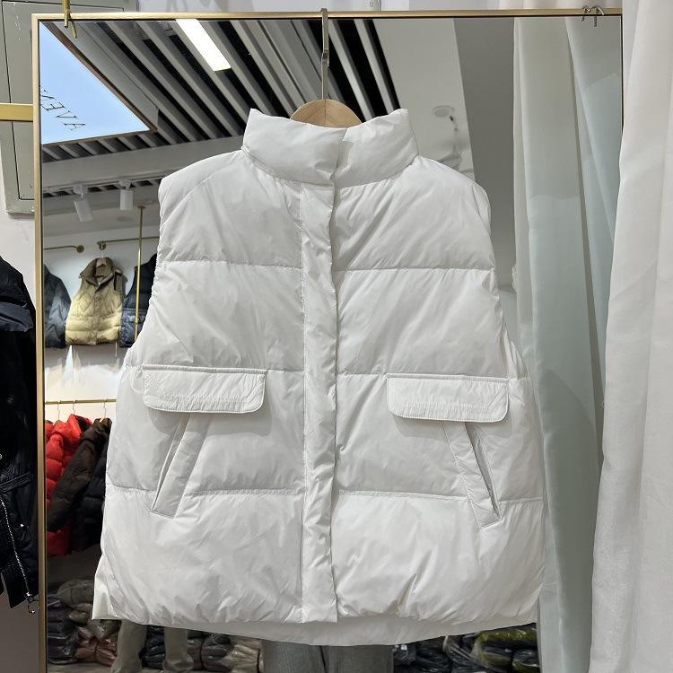 Down Vest Stand-up Collar Loose White Duck Down Down Vest Short Fashion Small Down Vest Women's Winter