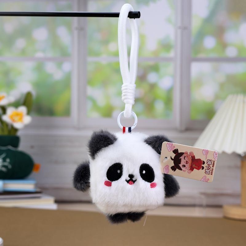 Square Plush Toys Pendant Fruit Animal Keychain Kawaii Backpack Decor Toys Adorably Car Key Holder Creative Birthday Gifts