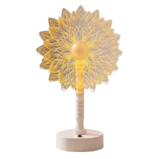 Acrylic Flower Shape LED Lamp, Decorative Cordless Table Light with Warm Light for Home, Office, Study Room, Bedside