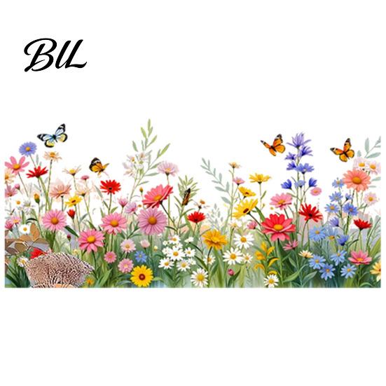 Bathroom Window Decal Spring Summer Flower Butterfly Cling Colorful Floral Sticker Scratch-resistant Removable Double-Sided Static Decals for